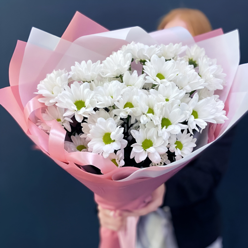 Букет «Розовое счастье» – нежность белых хризантем Абаза Республика Хакасия