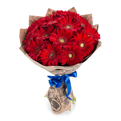 Яркий букет из 15 красных гербер – воплощение страсти и жизнерадостности Абаза Республика Хакасия