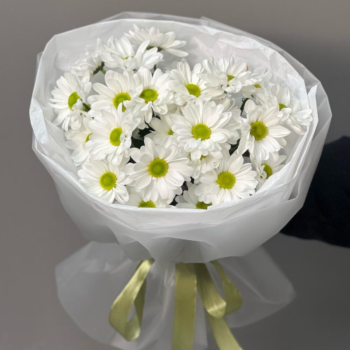 Букет «Ромашковый» – нежные белые хризантемы в деревенском стиле Абаза Республика Хакасия
