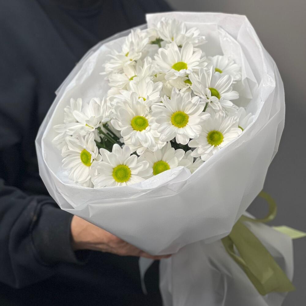 Букет «Ромашковый» – нежные белые хризантемы в деревенском стиле Абаза Республика Хакасия