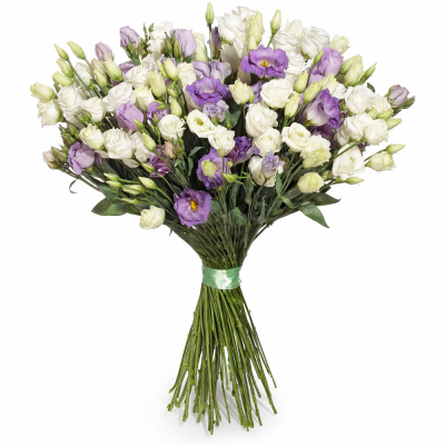 Изысканный букет из белых и фиолетовых эустом – гармония контрастов Абаза Республика Хакасия