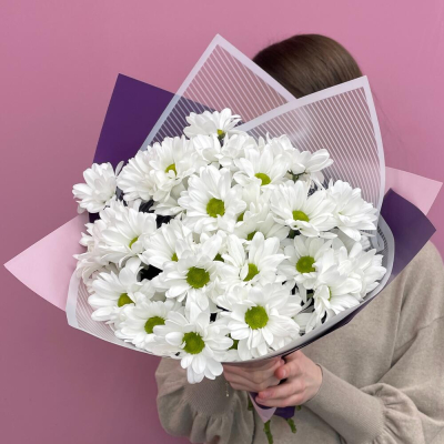 Букет «Весеннее настроение» – свежесть белых хризантем Абаза Республика Хакасия