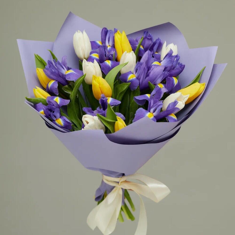 Букет из ирисов и тюльпанов «Весна» Абаза Республика Хакасия