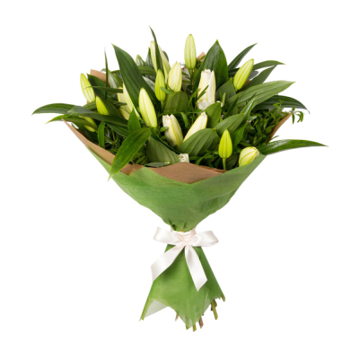 Нежный букет из лилий с фисташкой – элегантность в каждой детали Абаза Республика Хакасия