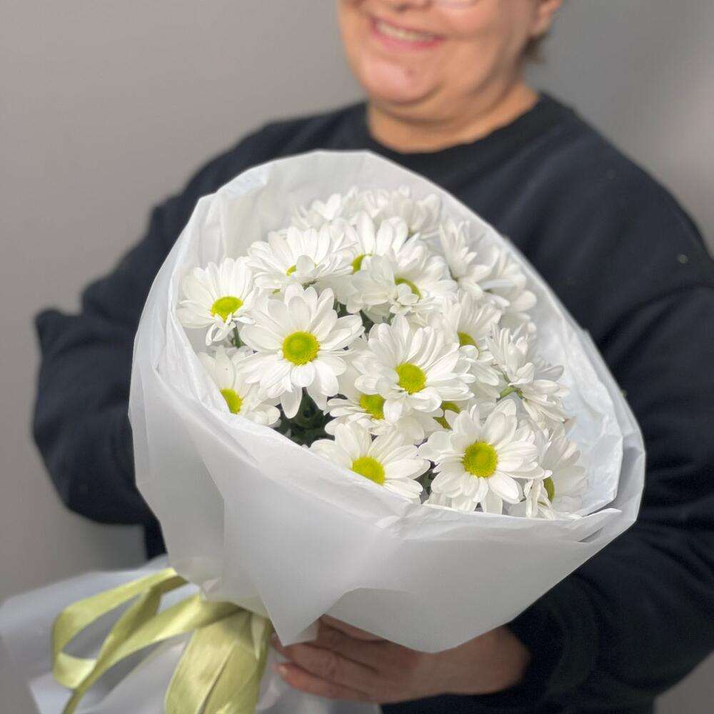 Букет «Ромашковый» – нежные белые хризантемы в деревенском стиле Абаза Республика Хакасия