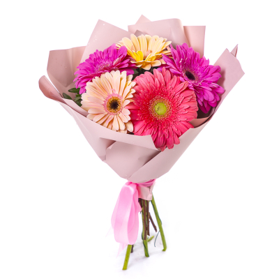 Яркий букет из 5 разноцветных гербер – солнечное настроение в подарок Абаза Республика Хакасия