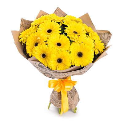 Пышный букет из 15 жёлтых гербер – как луч солнца в ваших руках Абаза Республика Хакасия