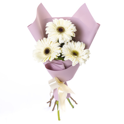 Нежный букет из 3 белых гербер – символ искренности и света Абаза Республика Хакасия