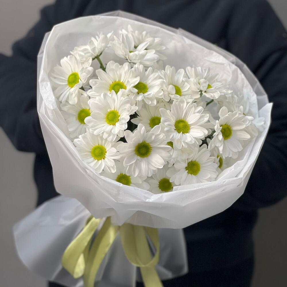 Букет «Ромашковый» – нежные белые хризантемы в деревенском стиле Абаза Республика Хакасия