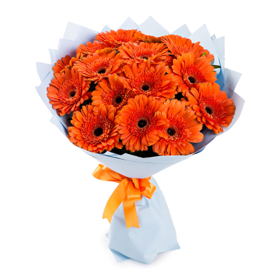 Яркий букет из 15 оранжевых гербер – как кусочек солнца в ваших руках Абаза Республика Хакасия